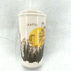 Starbucks Seattle Gasworks Park 2015 Travel Mug White Ceramic PNW Collectors Cup